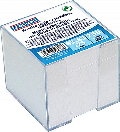 Cuburi din hartie - Cub hartie cu suport plastic, 92x92x82mm, DONAU - hartie culoare alba
