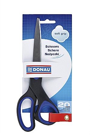 Foarfeci - Foarfeca otel, ergonomica, 20cm, cu rubber grip, DONAU Soft Grip - maner albastru