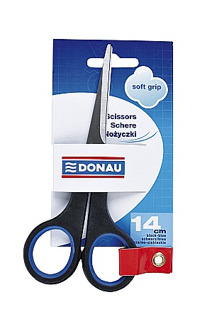 Foarfeci - Foarfeca otel, ergonomica, 14cm, cu rubber grip, DONAU Soft Grip - maner albastru
