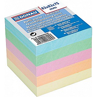 Cuburi din hartie - Rezerva cub hartie 83x83x75mm, DONAU - hartie culori pastel asortate