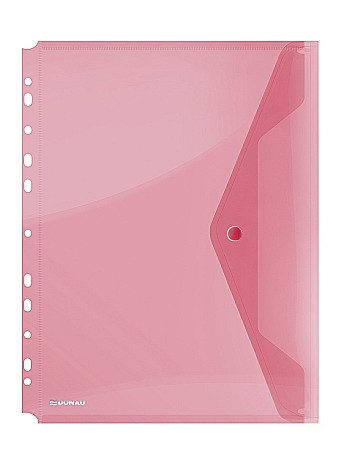 Folie protectie doc. A4 portret, inchidere cu capsa, 4/set, 200 microni, DONAU - rosu transparent