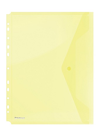 Mape din plastic - Folie protectie doc. A4 portret, inchidere cu capsa, 4/set, 200 microni, DONAU - galben transparent