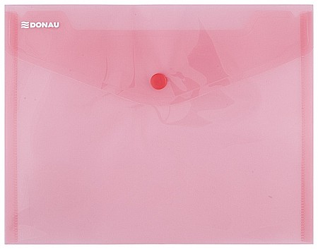 Mape din plastic - Mapa PP protectie documente A5 landscape, inchidere cu capsa, 10/set, DONAU - rosu transparent