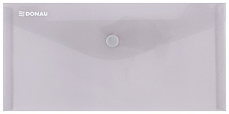 Mape din plastic - Mapa PP protectie documente DL landscape, inchidere cu capsa, 10/set, DONAU - fumuriu