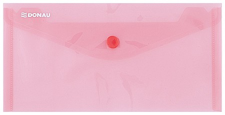 Mape din plastic - Mapa PP protectie documente DL landscape, inchidere cu capsa, 10/set, DONAU - rosu transparent