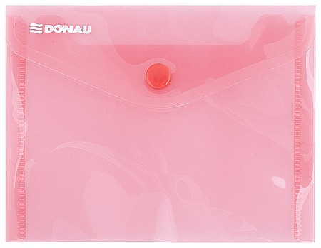 Mape din plastic - Mapa PP protectie documente A6 landscape, inchidere cu capsa, 10/set, DONAU - rosu transparent