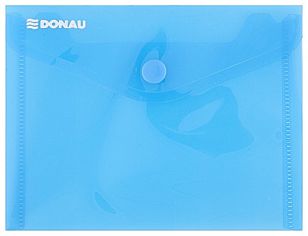 Mape din plastic - Mapa PP protectie documente A6 landscape, inchidere cu capsa, 10/set, DONAU - albastru transparent