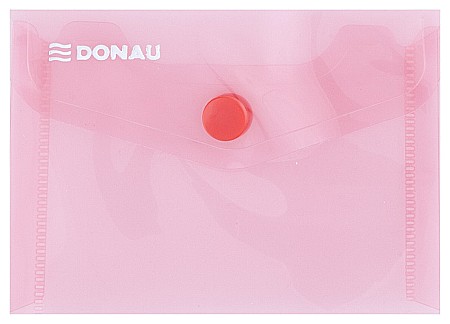 Mape din plastic - Mapa PP protectie documente A7 landscape, inchidere cu capsa, 10/set, DONAU - rosu transparent