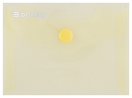 Mape din plastic - Mapa PP protectie documente A7 landscape, inchidere cu capsa, 10/set, DONAU - galben transparent