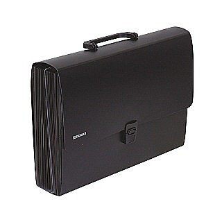 Mape si serviete - Servieta organiser cu burduf, cu 24 compartimente, inchidere cu mechanism, cu maner, DONAU - negru