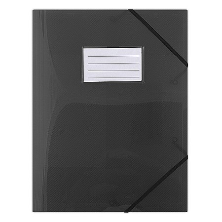 Mape din plastic - Mapa plastic cu elastic pe colturi, cu eticheta, 480 microni, DONAU - negru transparent