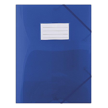 Mape din plastic - Mapa plastic cu elastic pe colturi, cu eticheta, 480 microni, DONAU - albastru transparent