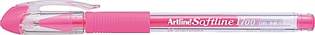 Pix cu gel ARTLINE Softline 1700, rubber grip, varf 0.7mm - roz fluorescent