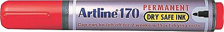 Permanent marker ARTLINE 170 - Dry safe ink, corp plastic, varf rotund 2.0mm - rosu