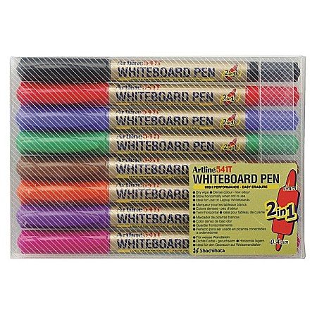 Marker pentru tabla de scris ARTLINE 541T, doua capete - varfuri rotunde 0.4mm/1.0mm, 8 buc/set