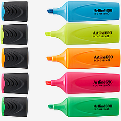 Textmarkere - Textmarker ARTLINE 690 Eco Green, varf tesit 1.0-4.0mm, 4 culori/set