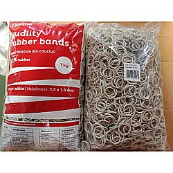 Elastice & Buretiere - Elastice pentru bani, 60% cauciuc, 1kg/punga, D 20, grosime 1.5mm x 1.5mm, Optima - albe