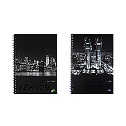 Produse din hartie - Caiet cu spirala, A4, 70 file, 70gsm, coperta carton 300gsm, design cities by night - matematica