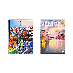 Produse din hartie - Caiet cu spirala, A4, 70 file, 70gsm, coperta carton 300gsm, design cities of the world - matematica