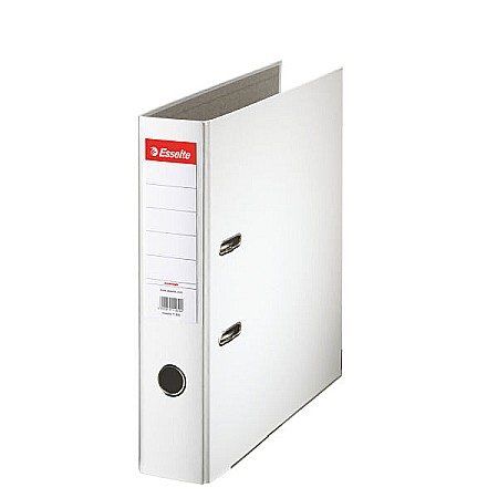 Biblioraft ESSELTE Economy, A4, plastifiat PP, margine metalica, 75 mm - alb