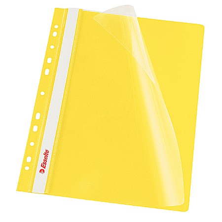Dosare din plastic - Dosar PP, cu sina si multiperforatii, ESSELTE Vivida, A4, 10 buc/set - galben
