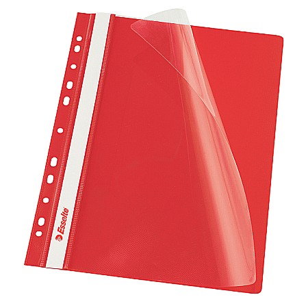 Dosare din plastic - Dosar PP, cu sina si multiperforatii, ESSELTE Vivida, A4, 10 buc/set - rosu