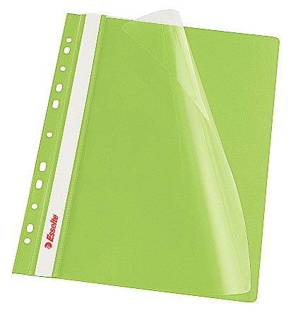 Dosare din plastic - Dosar PP, cu sina si multiperforatii, ESSELTE Vivida, A4, 10 buc/set - verde