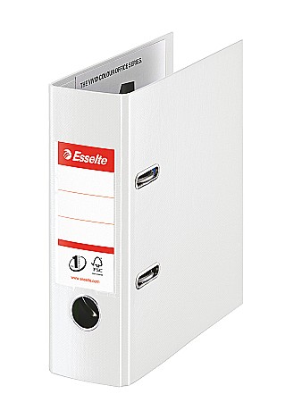 Bibliorafturi - Biblioraft ESSELTE No. 1 Power, A5, plastifiat PP/PP, margine metalica, 75 mm - Vivida alb