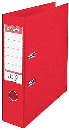 Biblioraft ESSELTE No. 1 Power, A4, plastifiat PP/PP, margine metalica, 75 mm - Vivida rosu