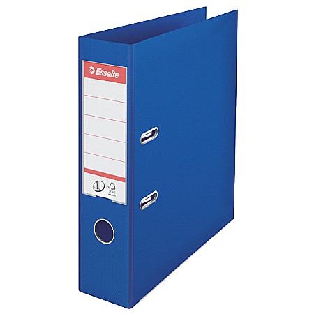 Biblioraft ESSELTE No. 1 Power, A4, plastifiat PP/PP, margine metalica, 75 mm - albastru