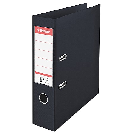 Biblioraft ESSELTE No. 1 Power, A4, plastifiat PP/PP, margine metalica, 75 mm - Vivida negru