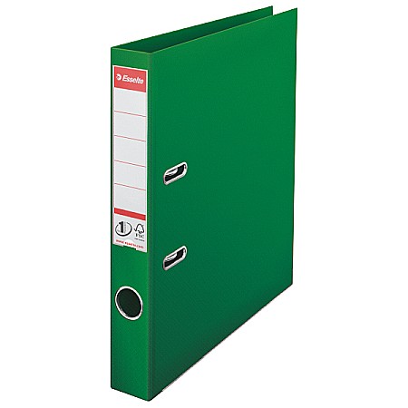 Biblioraft ESSELTE No. 1 Power, A4, plastifiat PP/PP, margine metalica, 50 mm - verde
