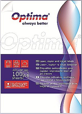 Produse din hartie - Etichete albe autoadezive 2/A4, 210 x 148.5 mm, 100 coli/top, Optima