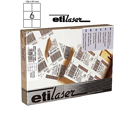 Produse din hartie - Etichete autoadezive 6/A4, 105 x 99 mm, 200 coli/top, ETILASER - albe