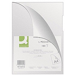 Organizare si arhivare - Folie protectie "L" pentru documente A4, 80 microni, 100 folii/set, Q-Connect - cristal