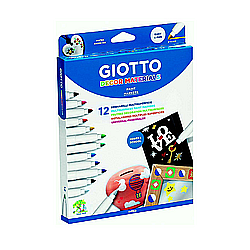 Markere cu vopsea - Markere cu vopsea, 12 culori/set, GIOTTO Decor Materials