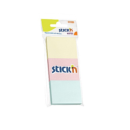 Produse din hartie - Notes autoadeziv 38 x 51 mm, 3 x 100 file/set, Stick"n - 3 culori pastel