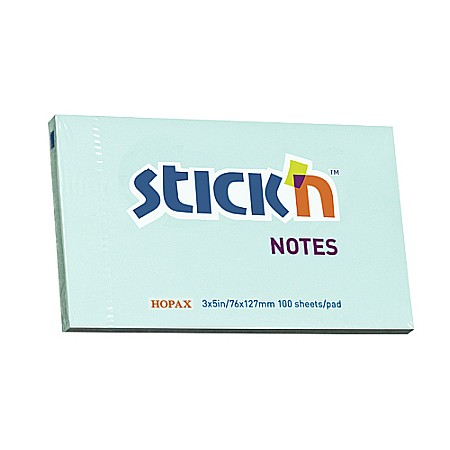 Produse din hartie - Notes autoadeziv 76 x 127 mm, 100 file, Stick"n - bleu pastel
