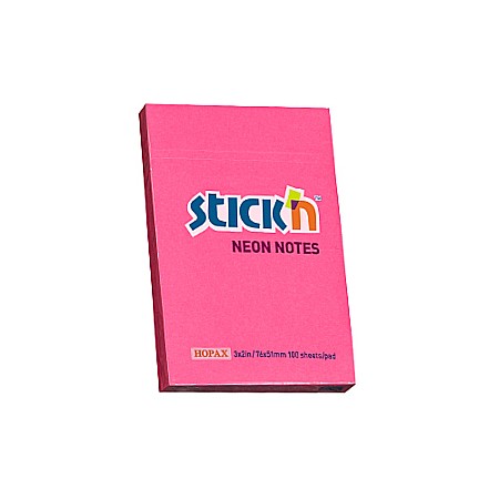 Produse din hartie - Notes autoadeziv 76 x 51 mm, 100 file, Stick"n - magenta neon