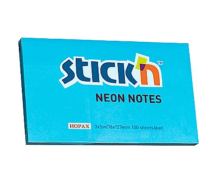 Notes autoadeziv 76 x 127 mm, 100 file, Stick"n - albastru neon