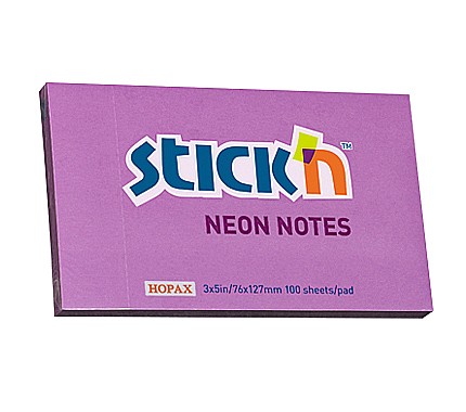 Notes autoadeziv 76 x 127 mm, 100 file, Stick"n - mov neon