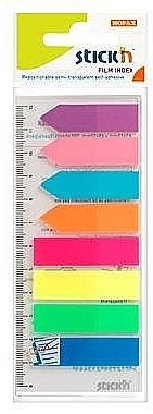 Stick index plastic transp. color 45 x 12 mm, 8 x 25 file/set + index sageata, Stick"n-8 culori neon