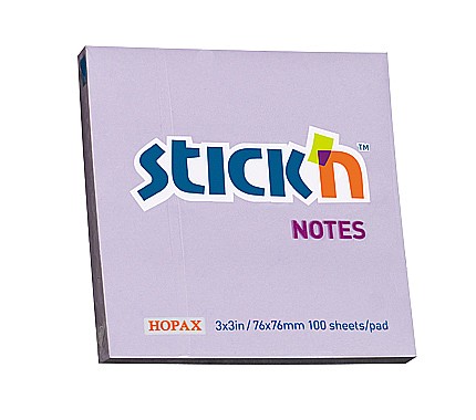 Notes autoadeziv 76 x 76 mm, 100 file, Stick"n - lila pastel