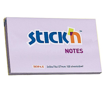 Notesuri  adezive - Notes autoadeziv 76 x 127 mm, 100 file, Stick"n - lila pastel