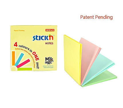 Magic notes autoadeziv 76 x 76 mm, 100 file, Stick"n Magic Notes - 4 culori pastel