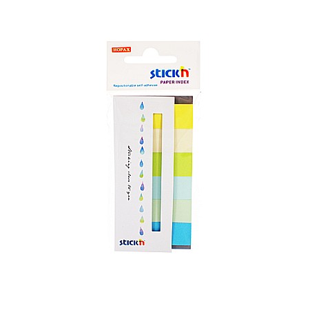 Indecsi si separatoare - Stick index hartie color 45 x 15 mm, 6 x 30 file/set, Stick"n - 6 culori neon si pastel