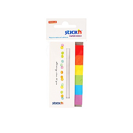Indecsi si separatoare - Stick index hartie color 45 x 15 mm, 6 x 30 file/set, Stick"n - 6 culori alb/neon