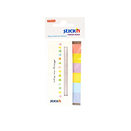 Indecsi si separatoare - Stick index hartie color 45 x 15 mm, 6 x 30 file/set, Stick"n - 6 culori alb/neon