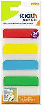 Indecsi si separatoare - Stick index plastic transp. cu margine color 38 x 51 mm, 4 x 20 file/set, Stick"n - 4 culori neon