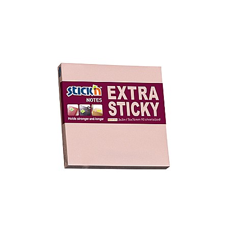 Notes autoadeziv extra-sticky 76 x 76mm, 90 file, Stick"n - magenta pastel